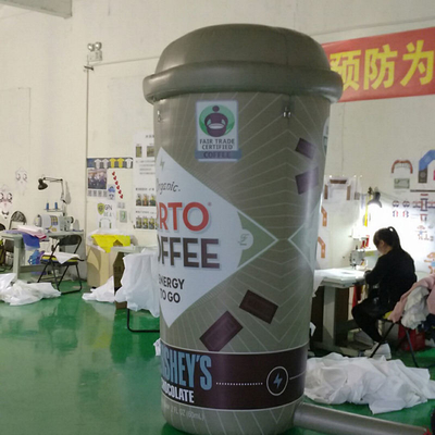 Personalizado evento de promoção gigante personagens mascote taça de café inflável para publicidade