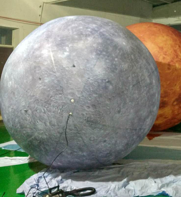 Balão de hélio inflável de PVC branco com logotipo e luz LED