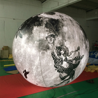Logotipo personalizado Balão inflável gigante Voar LED Light Helium Balão de bandeira inflável