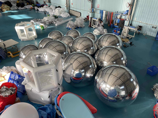 Decoração de festa de luxo Balão refletivo de brilho prateado Balão de espelho inflável para eventos elegantes
