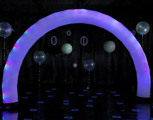 Arco de cor branca inflável exterior com luzes led RGB para publicidade de eventos Arcos de luz infláveis com arco-íris