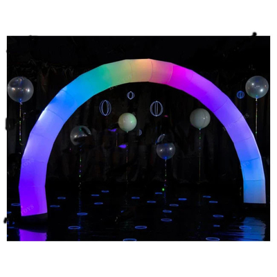 Arco de cor branca inflável exterior com luzes led RGB para publicidade de eventos Arcos de luz infláveis com arco-íris