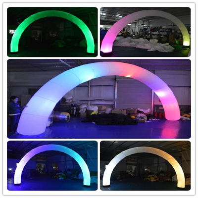 Arco de cor branca inflável exterior com luzes led RGB para publicidade de eventos Arcos de luz infláveis com arco-íris