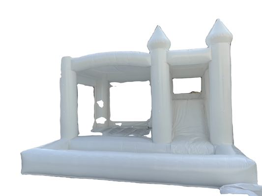 Criança saltar casa saltar combo decoração de casamento segurança branco deslizante inflável castelo saltador