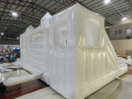 Criança saltar casa saltar combo decoração de casamento segurança branco deslizante inflável castelo saltador