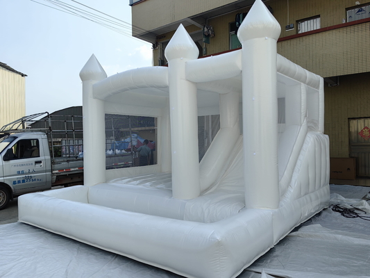 Criança saltar casa saltar combo decoração de casamento segurança branco deslizante inflável castelo saltador