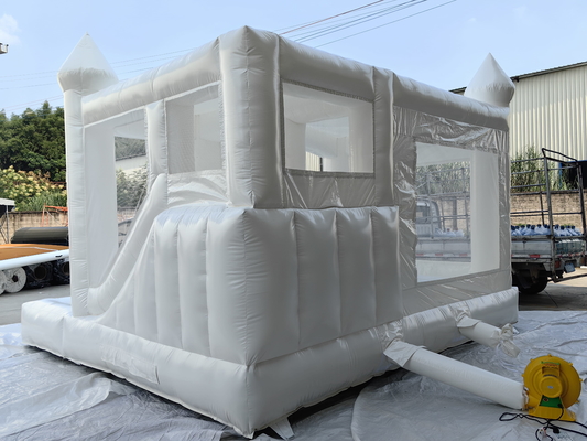 Criança saltar casa saltar combo decoração de casamento segurança branco deslizante inflável castelo saltador