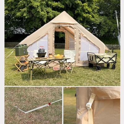 Popular Glamping Canvas inflável Camping ao ar livre Customizado luxo poliéster Air tenda familiar para acampar