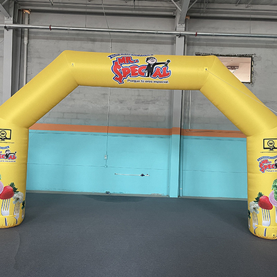 Arco de publicidade colorido inflável de impressão completa de cor portão guindaste porta inflável