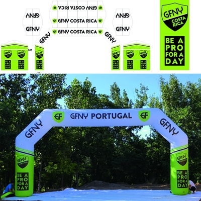 Arco de publicidade colorido inflável de impressão completa de cor portão guindaste porta inflável