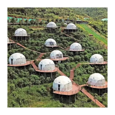 Novo design de luxo ao ar livre acampamento sala de estar de PVC glamping dome resort tenda hotel