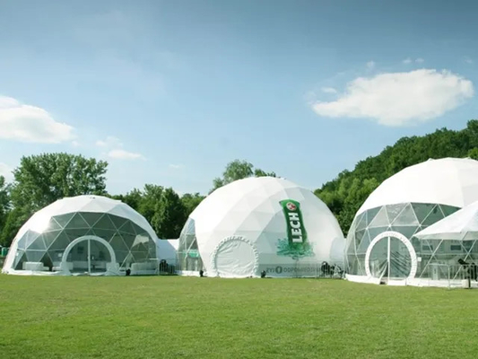 Novo design 4 a 10 pessoas 850g tecido de PVC Glamping Dome Sala luxuosa Tendas