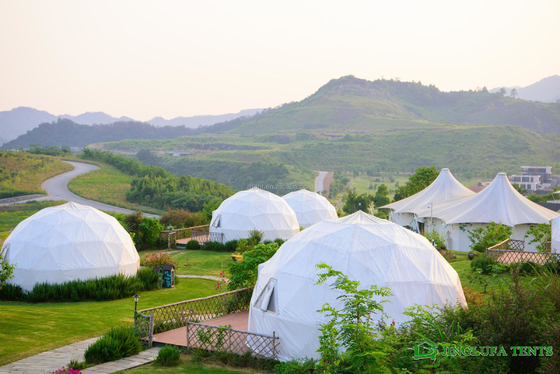 Novo design 4 a 10 pessoas 850g tecido de PVC Glamping Dome Sala luxuosa Tendas