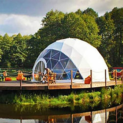 Grande luxo transparente e inflável, tenda de cúpula, festa, acampamento no deserto