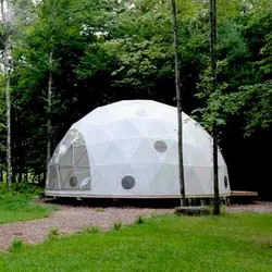 Tenda de acampamento geodésica de 9 m luxo PVDF Gabric PVC exterior