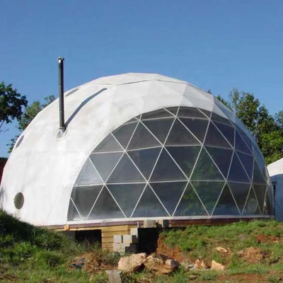 Tenda de acampamento geodésica de 9 m luxo PVDF Gabric PVC exterior