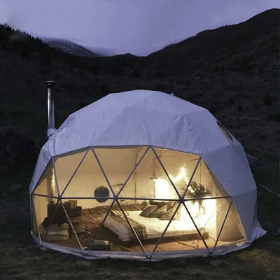 Tenda de acampamento geodésica de 9 m luxo PVDF Gabric PVC exterior