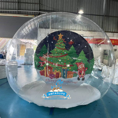 Casa de bolhas inflável azul com PVC transparente para festa ao ar livre