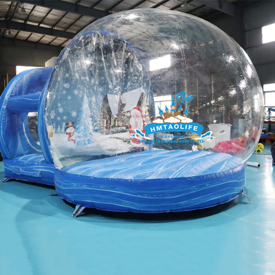 Casa de bolhas inflável azul com PVC transparente para festa ao ar livre