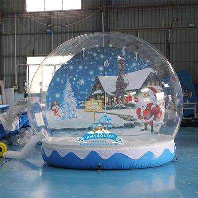 Casa de bolhas inflável azul com PVC transparente para festa ao ar livre