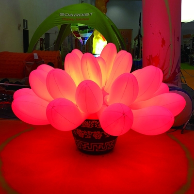Decoração de casamento inflável luz LED colorida grandes flores infláveis