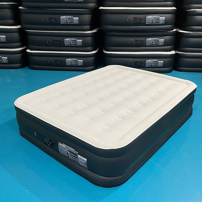 Venda a quente de PVC portátil Flocking Cama de ar de camada dupla colchões de ar infláveis