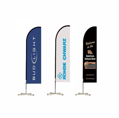 Bandeira de promoção ao ar livre, publicidade impressa personalizada, faca de tipo lágrima, bandeira de bali, bandeira de praia com base de corsos.